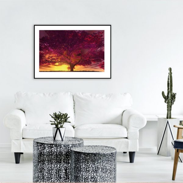 plakat z magicznym drzewkiem nad kanapę