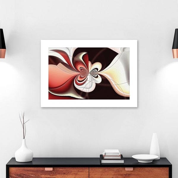 plakat z beżową abstrakcją nad komodę