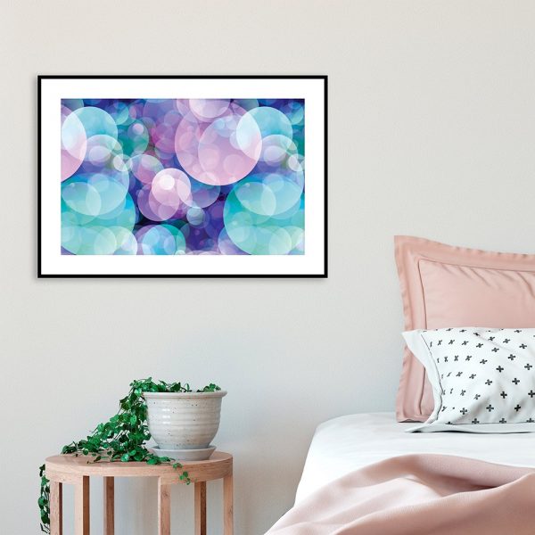 plakat pastelowych bąbelków w sypialni