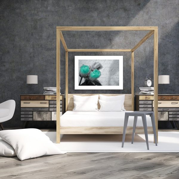 plakat turkusowe róże