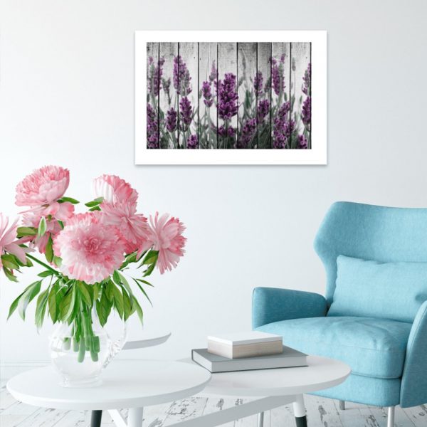 plakat z kwiatami w salonie