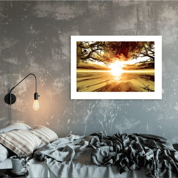 plakat z jeziorem do sypialni