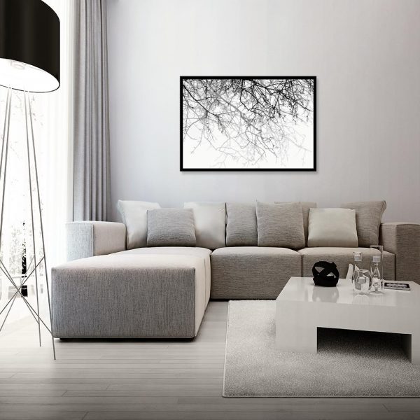 plakat z motywem gałęzi na ścianę salonu