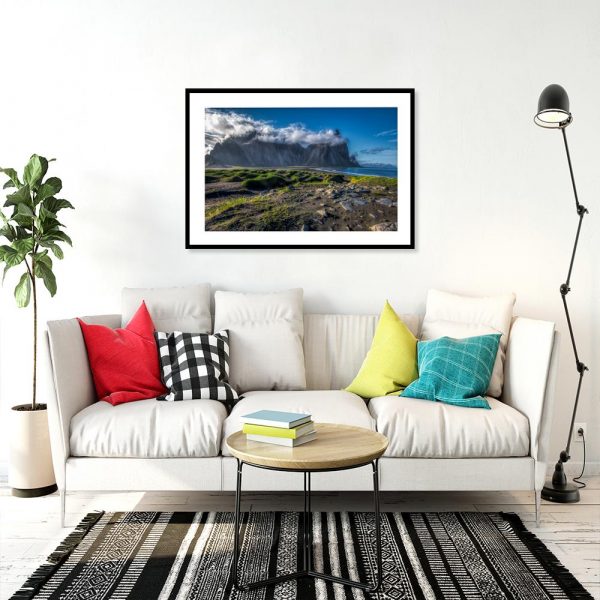 plakat z widokiem na Islandię w salonie