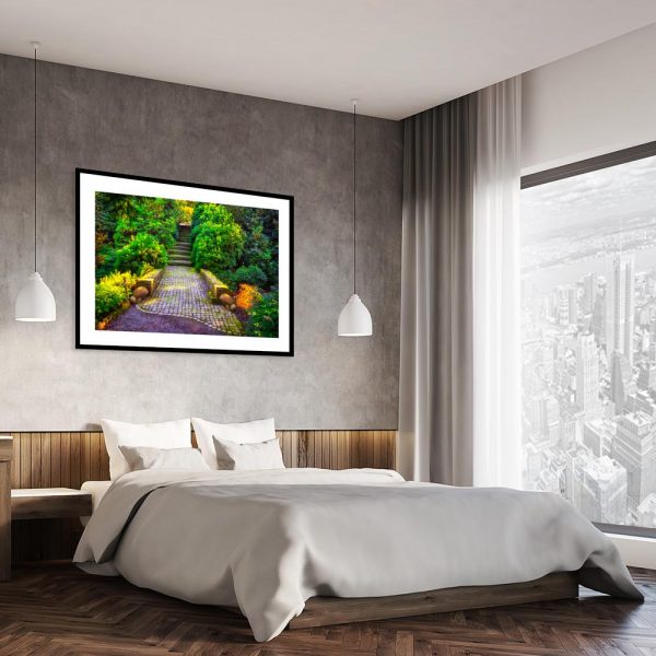 plakat z widokiem na schody w sypialni