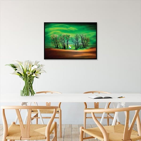 plakat krajobraz nad stołem