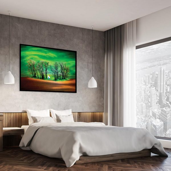plakat wiejski widok nad łóżko