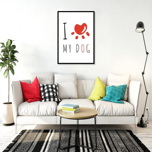 Plakat z napisem o psie