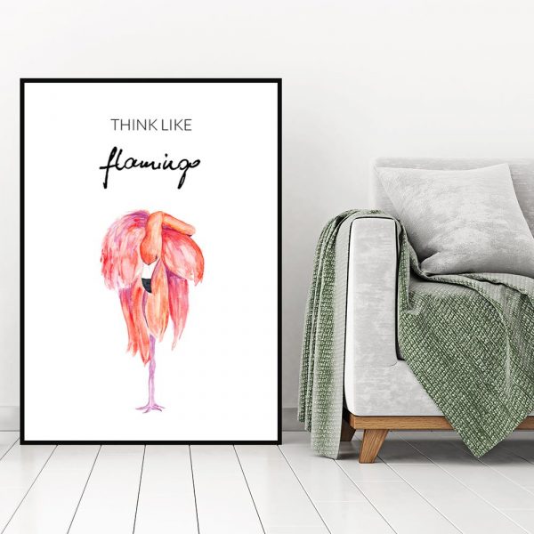 Plakat tropikalny z flamingiem