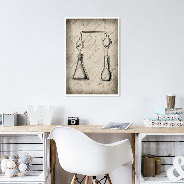 Plakat beżowy z motywem chemii