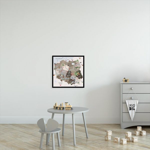 Plakat z motywem mapy polskich województw