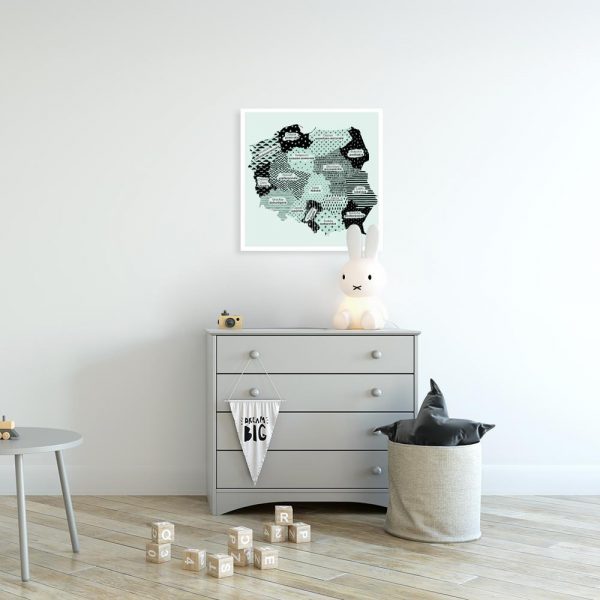 Miętowy plakat z polską mapą