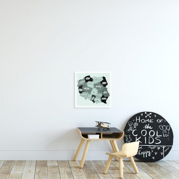 Miętowy plakat z motywem mapy