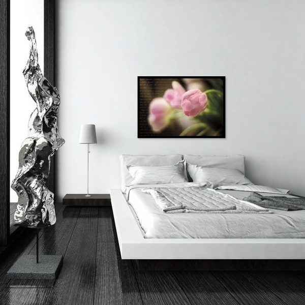 plakat różowe tulipany na ścianę