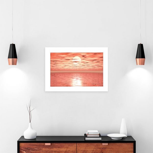 plakat zachód słońca nad szafkę