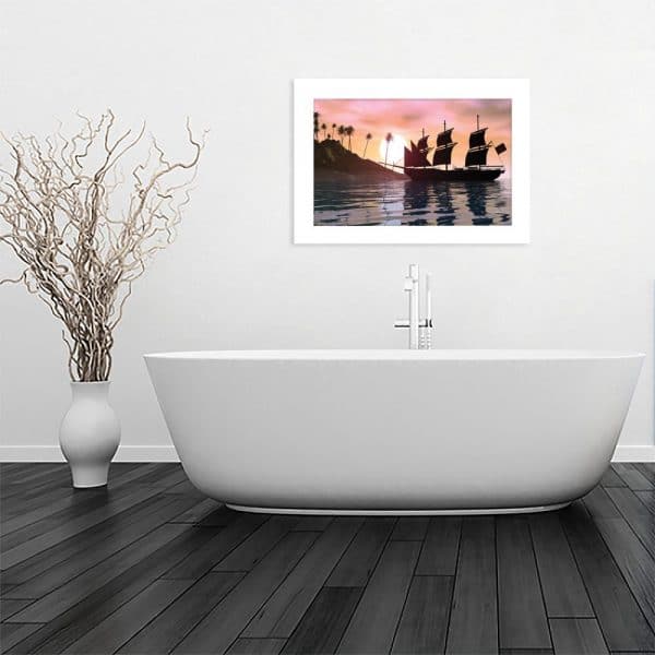 plakat z morskim klimatem w łazience