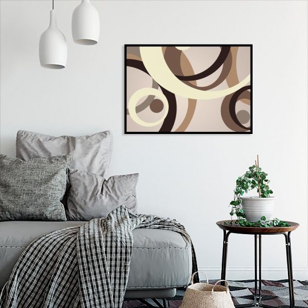 plakat z motywem kół w salonie