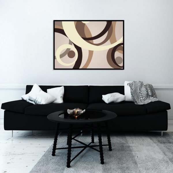 plakat z abstrakcyjnym wzorem nad kanapę