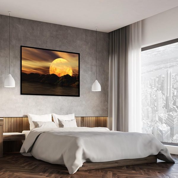 księżyc na plakacie w sypialni