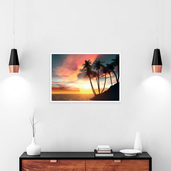 plakat morze i palmy