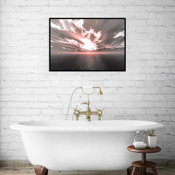 plakat czerwony zachód nad wannę