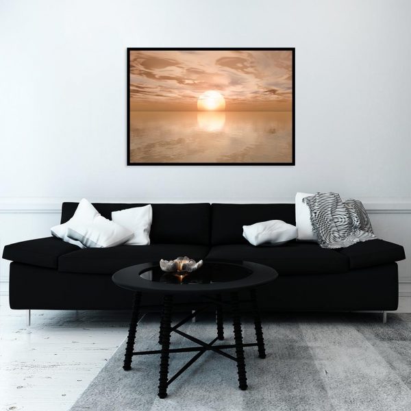 plakat do salonu ze słońcem i morzem