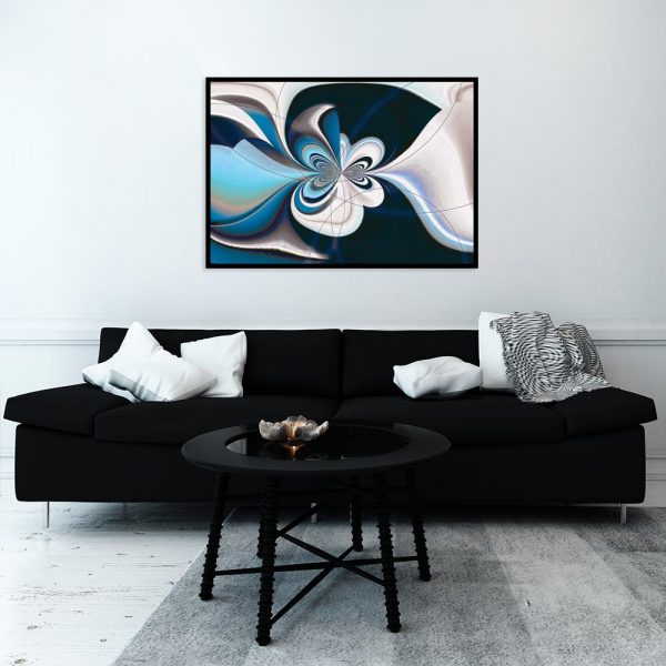 plakat z granatowym wzorem