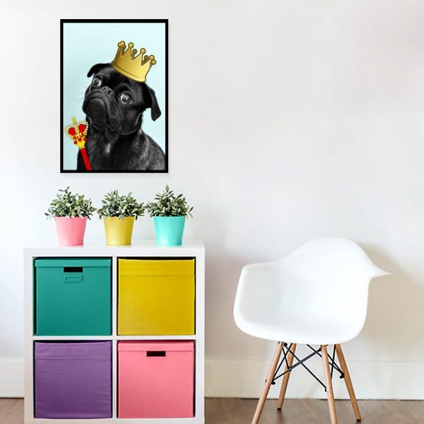 plakat z zabawnym psem