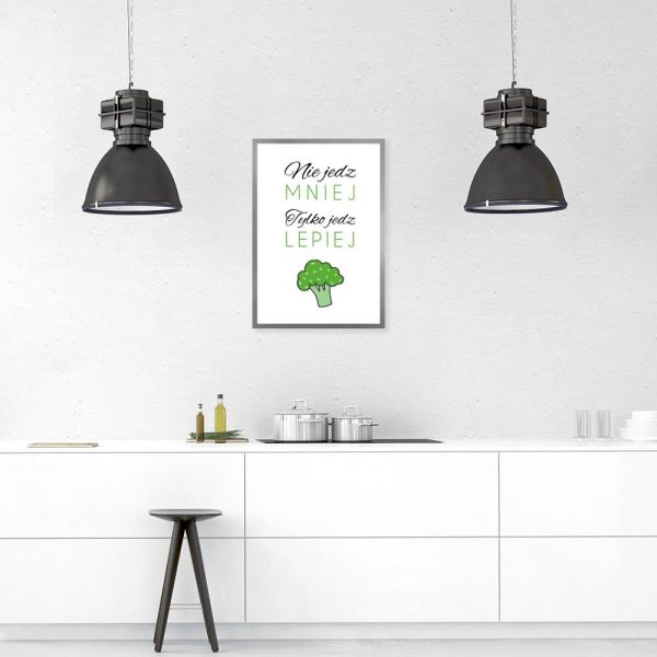 zielono- biały plakat do kuchni