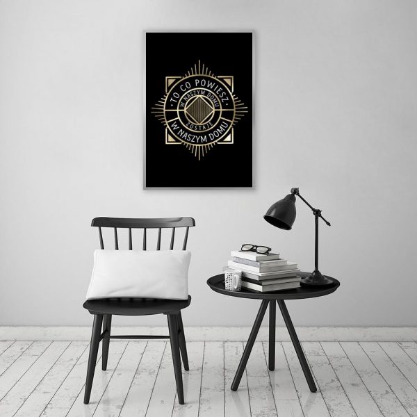 plakat ze złotym wzorem i napisem