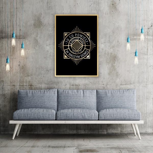 plakat z napisem do salonu