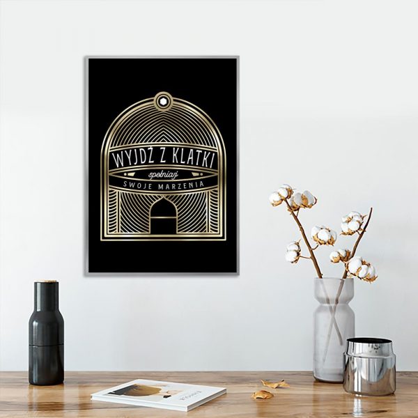 plakat do salonu złoto-czarny
