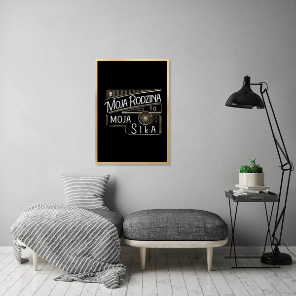 plakat czarny ze złotym napisem