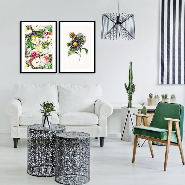 plakat dyptyk z kwiecistym wzorem