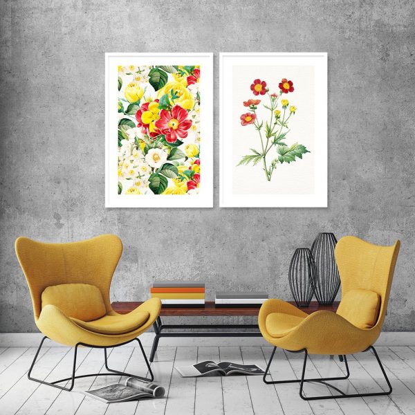 podwójny plakat w kwiaty do salonu