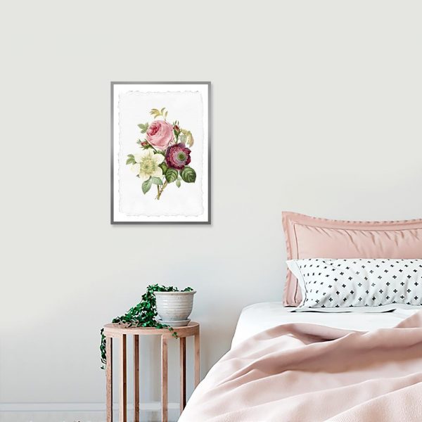 plakat różowe kwiaty do sypialni