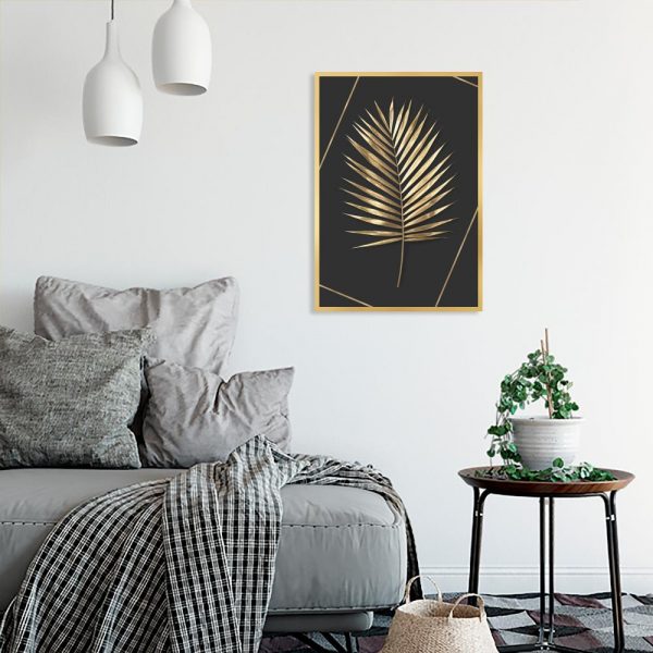 plakat z motywem złotego liścia