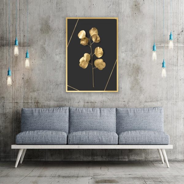 plakat ze złotym liściem