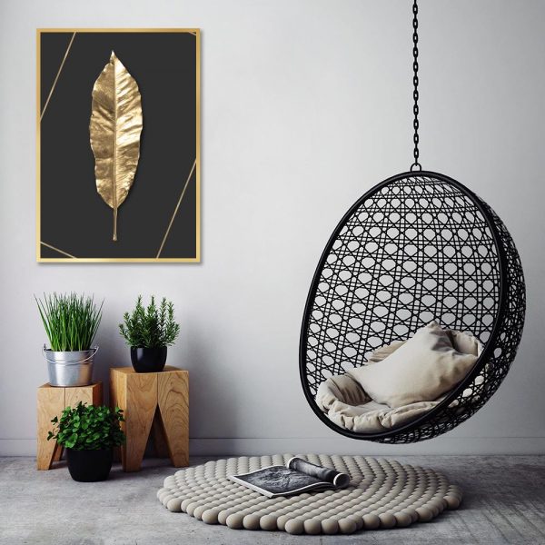 złoty liść czarny plakat