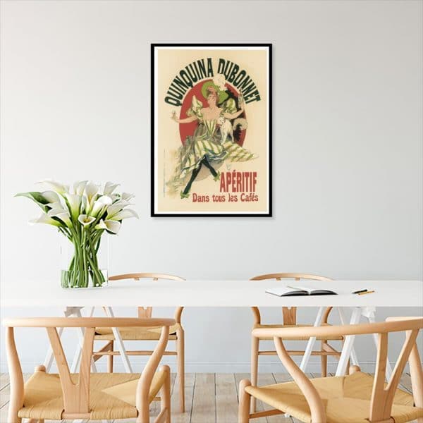 plakat kobieta wino i kot