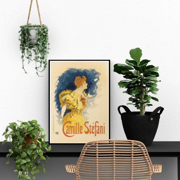 kobieta w żółtej sukni na plakacie