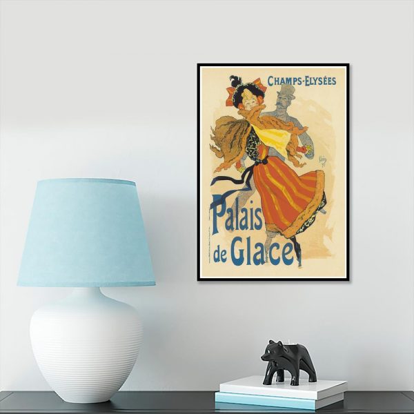 plakat vintage kobieta w pomarańczowej sukni