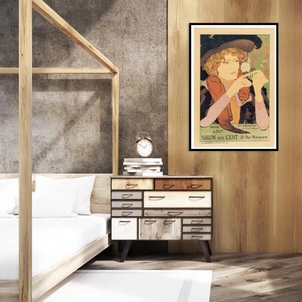 plakat vintage z mężczyzną i z kwiatem