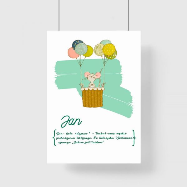plakat zielony z imieniem Jan