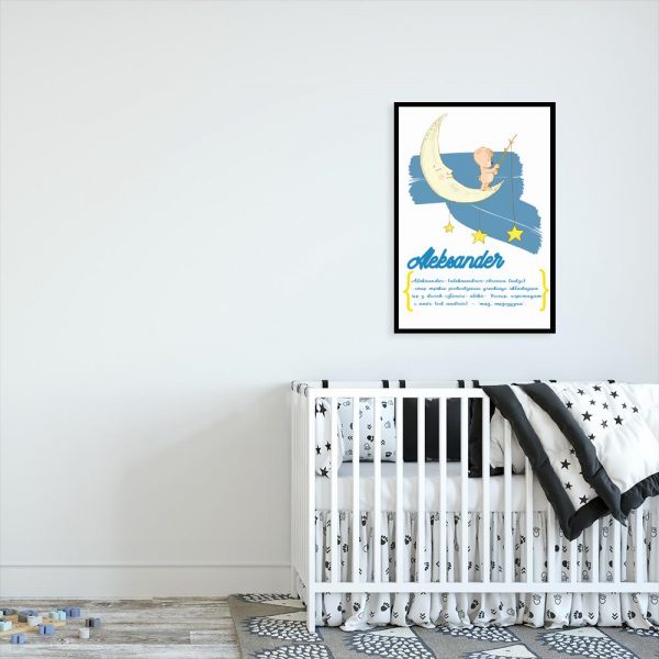 plakat z misiem na księżycu