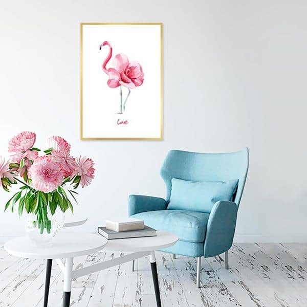 plakat flaming motyw roślinny