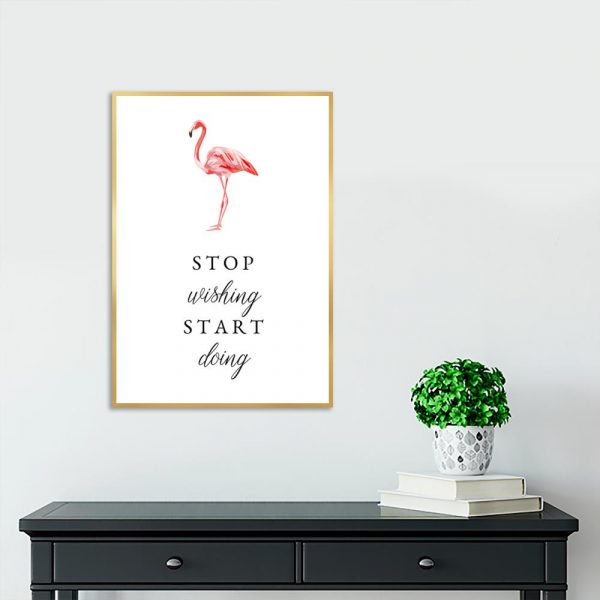 plakat różowy flaming napis