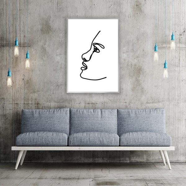 plakat z lewym profilem kobiecej twarzy