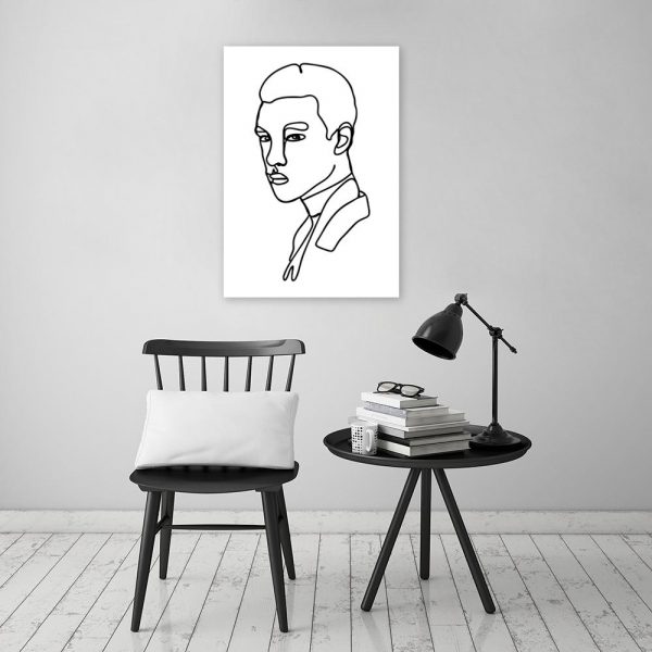 mężczyzna na plakacie minimalizm