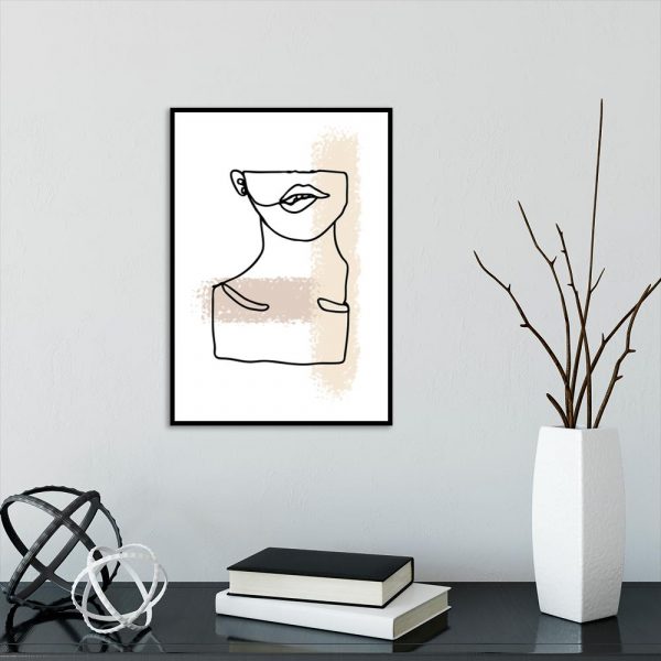 plakat twarz beżowe smugi